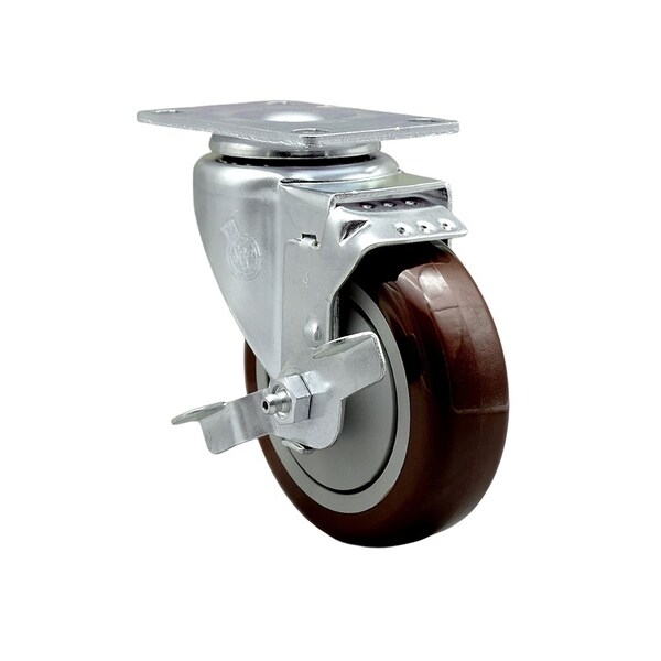 Service Caster Hatco 413042600400 4'' Replacement Caster with Brake HAT-SCC-20S414-PPUB-MRN-TLB - main